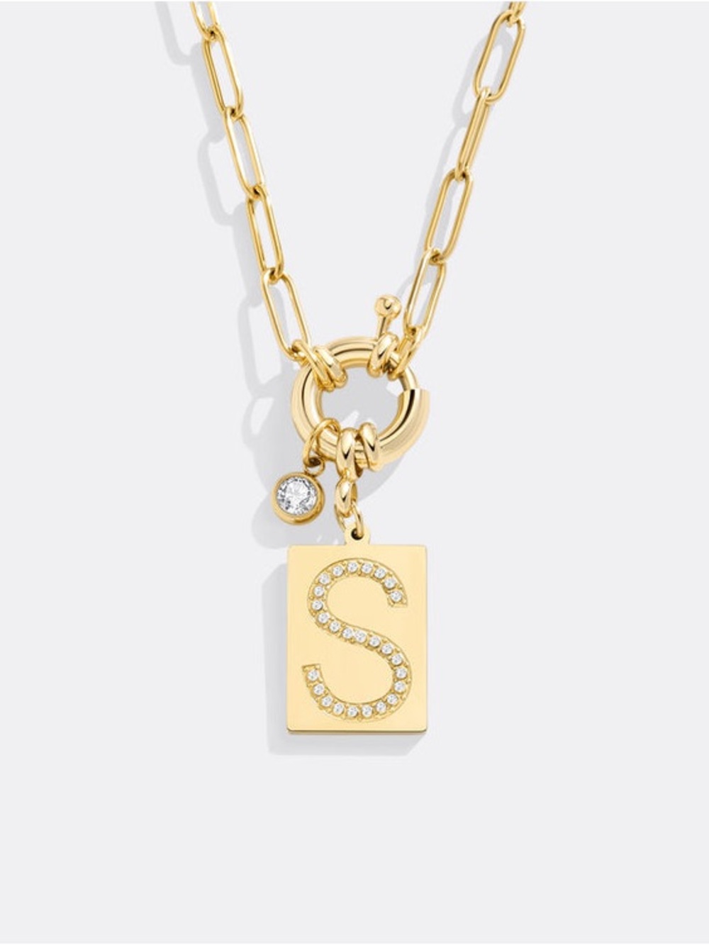 NWT Gold Initial Pendant Necklace with Crystal 'S' Charm - Women Jewelry
